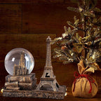 Eiffel Tower Snow Globe LED Music Crystal Home Decoration for Living Room Bedroom Book Shelf TV Cabinet Desktop Decor Statue Figurine Table Centerpieces Ornaments (A, Gold)