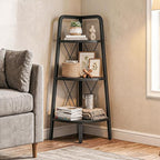HOOBRO Corner Shelf, 3-Tier Corner Shelf Stand, 40" Tall Ladder Bookshelf, Industrial Corner Display Shelf Plant Stand for Living Room, Kitchen, Home Office, Black BB143CJ01