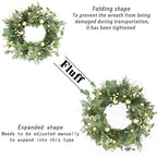 WreathDream 20 inch Artificial Christmas Wreath Winter Wreath for Front Door with Champagne Gold Berry,Christmas Balls for Front Door Farmhouse Indoor Outdoor Holiday Home Decor