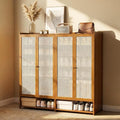 Upgraded Shoe Storage Cabinet,39 Pairs Rattan Shoe Cabinet Storage,8 Tier 45" Tall Large Shoe Cabinet,Boho Farmhouse Cabinet with Doors for Hallway Living Room Closet(47.2" W 8 Tier)