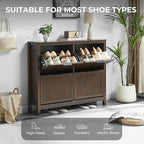 4 Flip Drawers Shoe Cabinet Storage for Entryway, Narrow Hidden Shoes Cabinet Organizer Front Door Entrance Thin Free Standing Front Door Shoe Rack Storage for Entryway(Brown)
