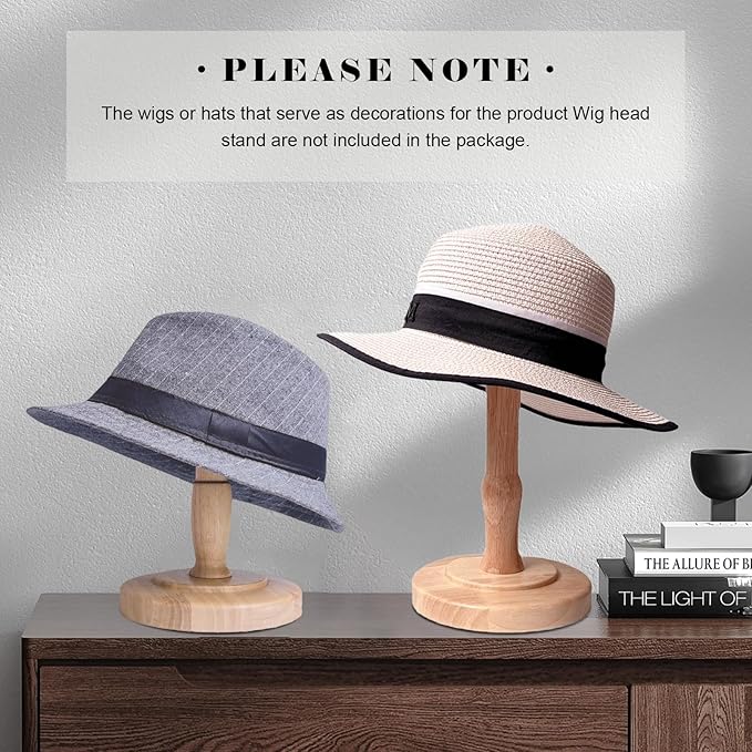 CHADWICK Vintage Style Hat Rack Stand, Light Wooden Hat Display Stand, Hat Organizer and Display Rack, Wig Holder Cowboy Hat Rack for Closet, Home Decor
