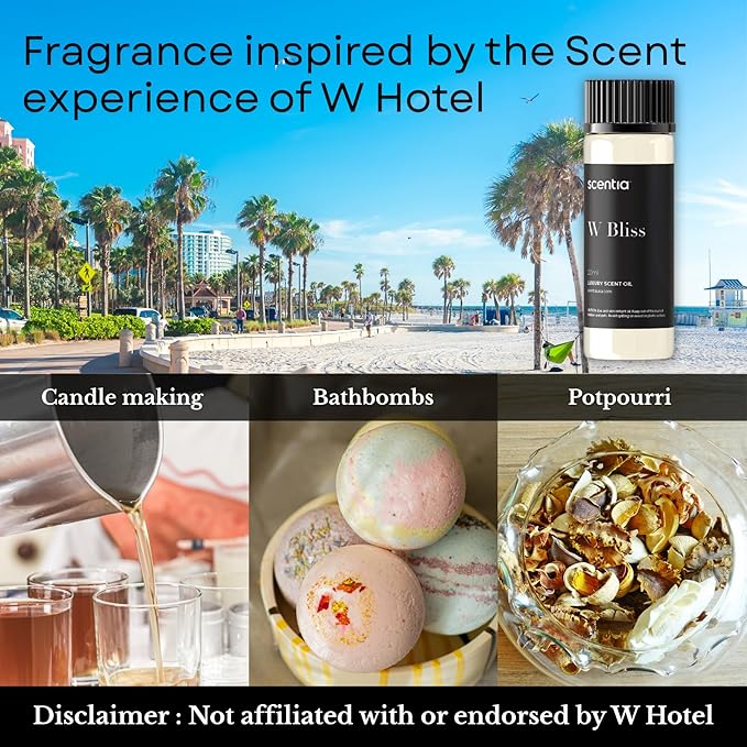Scentia W Bliss Hotel Diffuser Oil Inspired by W Signature Hotel - 20 mL 0.67 fl oz - Aromatherapy Oil for Diffusers, Candle Making & DIY Crafts - Thanksgiving & Holiday Gift