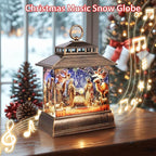 Christmas Snow Globe Lantern Water Glittering Lantern with 8 Songs & 6H Timer Romote Control Christmas Snow Globes USB & Battery Operated for Christmas Festival Decorations Gifts (Nativity)