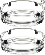 Fargus Glass Ashtrays for Cigarettes, Portable Decorative Modern Ashtray for Home Office Indoor Outdoor Patio Use, Fancy Cute Cool Ash Tray, Pack of 2 (Clear)