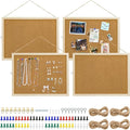 Lyellfe 4 Pack Cork Bulletin Boards, 15.7 x 12 Inch Thick Cork Tiles with Frame Push Pin Hanging Rope, Double Side Rectangle Message Notice Board for Office School Home Decor