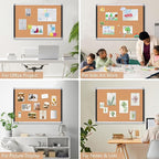 Large Cork Bulletin Board 36" x 48", Black/Sliver Aluminium Framed Corkboard, 4 x 3 Office Board for Wall Decor, Wall Mounted Notice Pin Board with 18 Push Pins for School, Home & Office