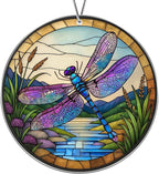 2025 Christmas Ornaments, Christmas Tree Ornaments Acrylic, Faux Stained Glass Effect White Elephant Gifts Exchange, Unique Suncatcher Xmas Stocking Stuffers for Women, Men (Dragonfly)