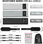 WOQQW Resistance Bands Set - Ankle Resistance Bands with Cuffs for Legs & Glute Workout, Fabric Booty Bands for Women, Home Gym Exercise Equipment for Hip, Pilates, Fitness, Yoga, Physical Therapy