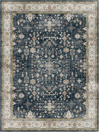 Lessymo 9x12 Area Rugs for Living Room, Large Stain Resistance Washable Rug for Bedroom Dining Home Office, Soft Non-Slip Vintage Floral Oushak Carpet, Boho Moody Farmhouse Decor, Black Brown