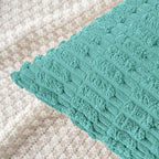 MIULEE Pack of 2 Corduroy Decorative Throw Pillow Covers 18x18 Inch Soft Boho Striped Pillow Covers Modern Farmhouse Home Decor for Summer Sofa Living Room Couch Bed Aqua Green