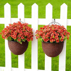 24 Bundles Artificial Fall Flowers for Outdoor Realistic Faux Flower Garden Home Decoration, Hanging Autumn Fall Decor Daisy with Eucalyptus Fake Plants Greenery Porch Patio Front Door Decors
