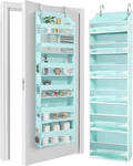 HOMELUX THEORY UPGRADED 6 Tiers Over The Door Organizer Hanging - 100D EXTRA THICK & 50lbs HUGE CAPACITY, 12 Side Mesh Pockets Over The Door Shoe Organizer, Hanging Closet Organizer (Baby Blue, 1pc)