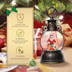 Christmas Snow Globes Lantern, Christmas Table Decorations with 8 Songs, 6H Timer, Battery & USB Powered Glitter Christmas Music Box Home Decor