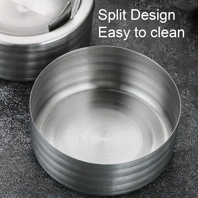 Outdoor Ashtray with Lid, Flip Top Stainless Steel Ash Tray, Metal Windproof Cigarette Ashtrays for Indoor or Outdoor Use, Desktop Ashtray Office Patio Home Decor
