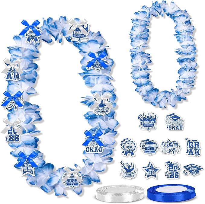 Leis for Graduation 2026, Artificial Flower Wreath with Cards Graduation Lays Gifts, Congrats Grad for High School