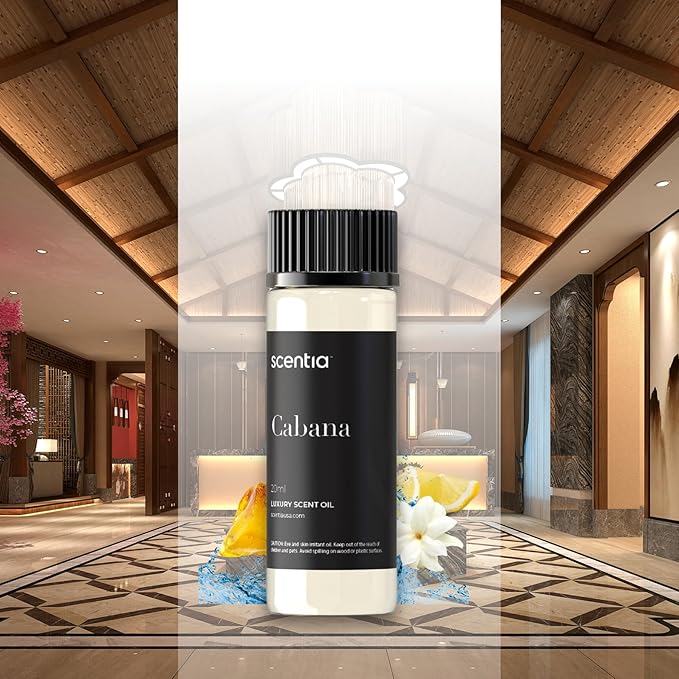 Scentia Hotel Diffuser Oil Inspired by 5-Star Hotel Scent - 20 mL 0.67 fl oz - Fragrance Oil Blend Botanical Jasmine, Bergamot & Fresh Marine Notes Aromatherapy Diffusers - Cabana, Thanksgiving Gift