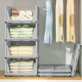 Neprock Clothes Storage - 4 Pack Plastic Drawer Organizers, Stackable Closet System for Towel, T-Shirt, Sweater (4L Gray)