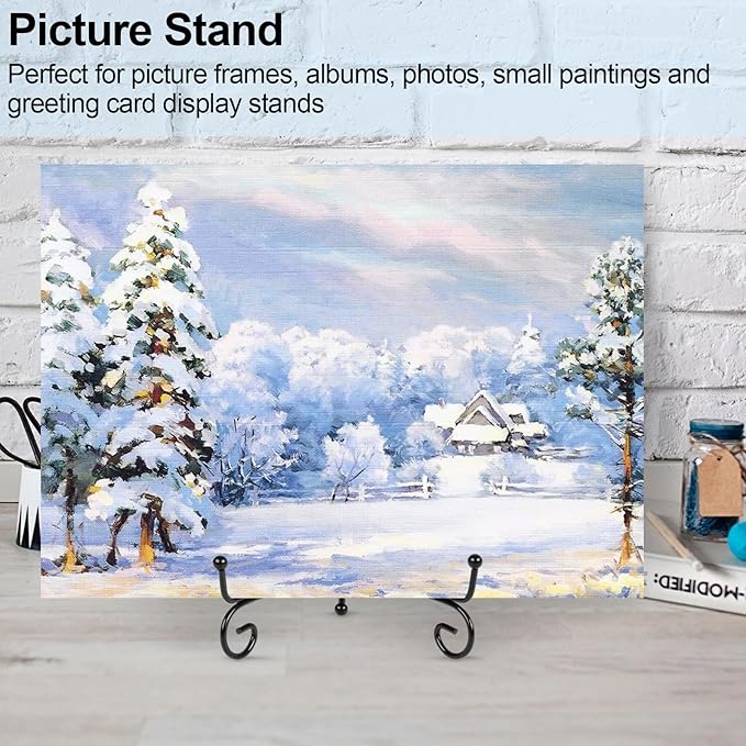 vivinin 4 Pack Plate Stands For Display,Plate Holder 6 '',Picture Frame Stand of Metal,Frame and Artworks,Small Easel for Book,Tabletop Art,Picture,Photo Platter,black (21ZSJ0001)