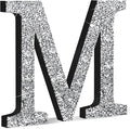 Qunclay 8'' Silver Crystal Diamond Bling Letters Crushed Diamond Decoration Wooden Glitter Letter with Screw and Hooks Rhinestone Gift for Wedding Y2k Mcbling Bedroom Wall Decor (Letter M)
