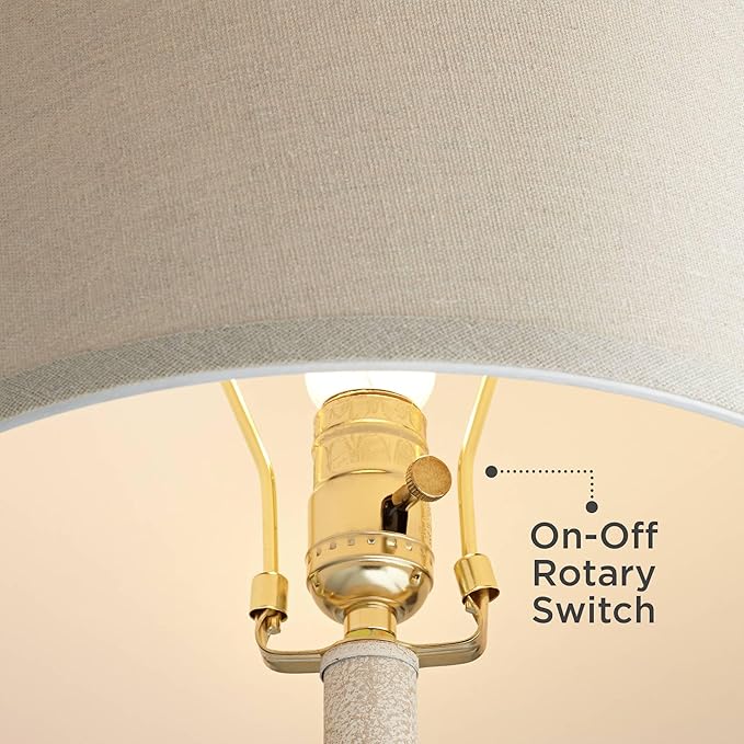 360 Lighting Romeo 23 1/2" High Jar Small Farmhouse Rustic Natural Cottage Coastal Accent Table Lamps Set of 2 Beige Distressed Earth Tone Finish Shade Living Room Bedroom Bedside Nightstand