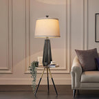 WIHTU Modern Table Lamp Set of 2, 3 Color Temperature Table Lamps for Living Room, 27'' Beside Lamp with Linen Shade,Black with Gold Rim Resin Desk Lamp for Nightstands Bedroom Decor(2 Bulbs Included)