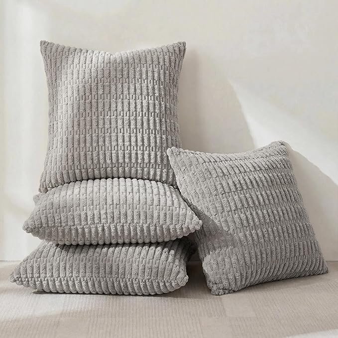 Fancy Homi 4 Packs Decorative Throw Pillow Covers for Living Room Couch Bed, Modern Farmhouse Boho Home Décor Accent Cushion Case, 24" x 24", Gray