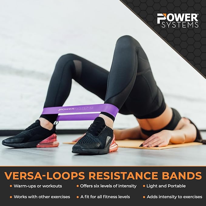 Power Systems Versa Loop – Commercial Grade Color-Coded Exercise Resistance Band for Working Out, Elastic Band for Physical Therapy, Strength, Fitness Training at Home or Gym