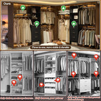 8FT Closet System, 96'' Closet Organizer System with 3 Hanging Rods, Wall Mount Bedroom Wardrobe with 3 Drawers Walk-in Closet, Adjustable Cloth Garment Rack from 5 to 8FT (Cut to Fit), Black