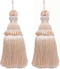 DÉCOPRO Beautiful Hand-Crafted 5" (12.5cm) Key Tassel, 3 1/2" (8.5cm) Loop # IKTJ, Seashell Ivory #5055 (White Ivory, Off White) Set of 2