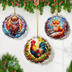 Chicken Stained Glass Ornament, Christmas Tree Decorations, Holiday Present Ideas, Gift Exchange