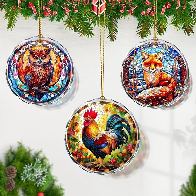 Chicken Stained Glass Ornament, Christmas Tree Decorations, Holiday Present Ideas, Gift Exchange