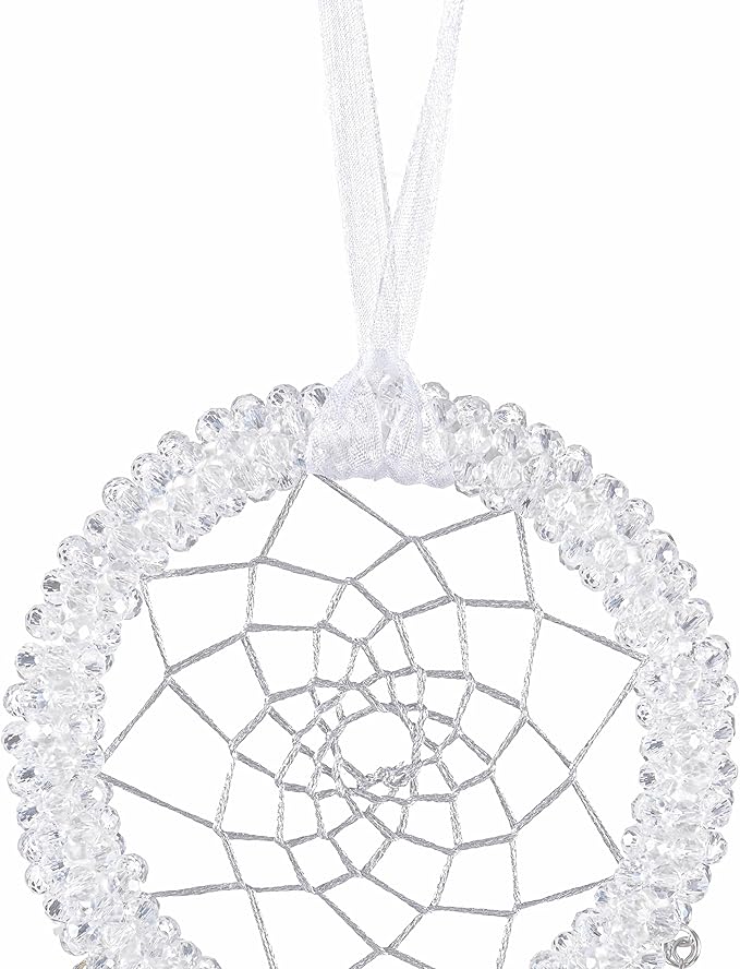 Luxury Dream Catchers - White Turkey Feather with Crystal Diamond, Lace Lanyard, Handmade Small Dreamcatcher for Bedroom, Dream Catcher for Girls, Dream Catchers for Boys, Dream Catcher Wall Decor