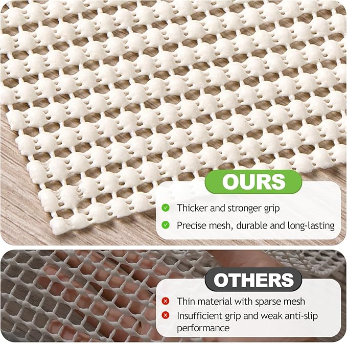 Songrey Non-Slip Rug Pad Round 4 FT, Extra Thick Carpet Pads for Hard Surfaces, Prevents Sliding and Secures Rugs, Provides Floor Protection with Comfort Cushioning