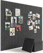 Aothia 12-Pack Felt Bulletin Board Tiles 48"x36", Modular Pin Board for Smooth Walls, Cork Board Alternative for Notes & Photos, 0.35" Thick, 70 Adhesive Tabs & 40 Pins, Charcoal Gray