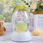 Gnome Easter Snow Globe, Easter Bunny Snow Globe Eggs Spring Decor with Swirling Glitter, 6H Timer, USB or Battery Powered, Hear No Evil Gnome Snowglobe for Tabletop Decor Gift 7.4 Inch (Green)