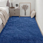 Fluffy 4x6 Area Rugs for Living Room Bedroom: Ultra Soft Shag Rug Non-Slip Non-Shedding Small Plush Bedside Rug Indoor Floor Carpets for Kids Room Playroom Entryway Nursery Dorms Home Decor Blue
