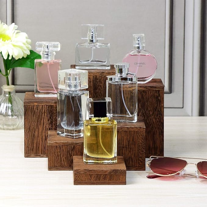 MOOCA Wooden 6 Pcs Square Risers for Display Jewelry and Accessories Display Stand Wooden Risers For Jewelry Figurine, Brown