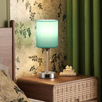 Dicoool Teal Bedside Lamp for Nightstand - 3 Color Temperature Table Lamp with USB C and A Ports, Pull Chain Lamp for Bedroom with AC Outlet, Coastal Desk Lamp with Silver Metal Base for Kids Girls