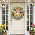 Chrisxiao 24 Inch Spring Summer Wreath for Front Door, Eucalyptus Wreaths with Peony, Tulip & Eucalyptus Leaves,Summer Wreath for Home Farmhouse, Outdoor, Porch, Wall Window Decor All Year Round