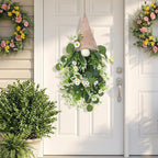 23.6 x 9 in Daisy Gnome Hanging Decor, Artificial Floral Burlap Gnome Swag for Spring Summer Door, Window, Wall and Porch Decoration