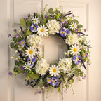 22 Inches Summer Wreaths for Front Door Spring Flower Wreath Farmhouse Spring Floral Wreaths Country Summer Door Wreath with Phalaenopsis Orchid Hydrangea Sunflower for Window Wall Porch Decoration