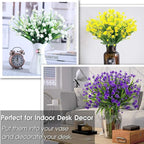 TURNMEON 20 Bundles Artificial Flowers for Outdoors Fake Plants Spring Decor, UV Resistant Artificial Plants Cemetery Flowers Faux Plastic Greenery Shrub for Home Porch Summer Decor 500 Heads(White)