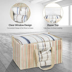 BALEINE 2-Pack Oversized Moving Bags with Reinforced Handles, Heavy-Duty Storage Tote Moving Supplies for Packaging, Camping (Color Stripe, 2-Pack)