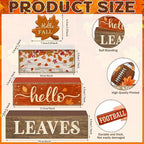 Moucuny 4 Pcs Fall Decor Wooden Maple Leaf Decoration Thanksgiving Tiered Tray Decor Rustic Wooden Maple Leaf Block Sign Thanksgiving Table Centerpiece Farmhouse for Autumn Harvest Party Kitchen Home
