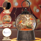 Christmas Snow Globe Lantern with Timer Cardinals Christmas Tree Truck Lighted Music Snow Globes, USB & Batteries Powered Holiday Glitter Globe for Xmas Indoor Decoration and Cardinal Gifts
