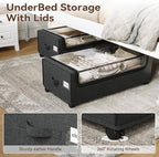 Under Bed Storage With Wheels, XXXXL Large Underbed Storage Organizer, 90L Capacity, for Shoes, Clothes, Blankets, Bedding