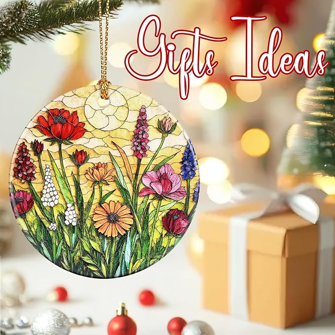Christmas Ornament, Stained Glass Ornament, Christmas Ornaments for Tree, Hanging Ornaments for Home Decor & Xmas Decorations – Holiday Decor, Gift Ideas, Perfect Holiday & Xmas Gifts - Wildflower