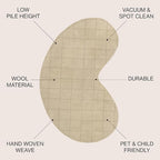 JONATHAN Y Bean Grid Handwoven Wool Beige/Light Brown Shaped Indoor Area Rug, 6x9, Modern, Plaid, Easy-Cleaning for Living Room, Bedroom, Kitchen, Pet Friendly, Non-Shedding (GST104A-6)