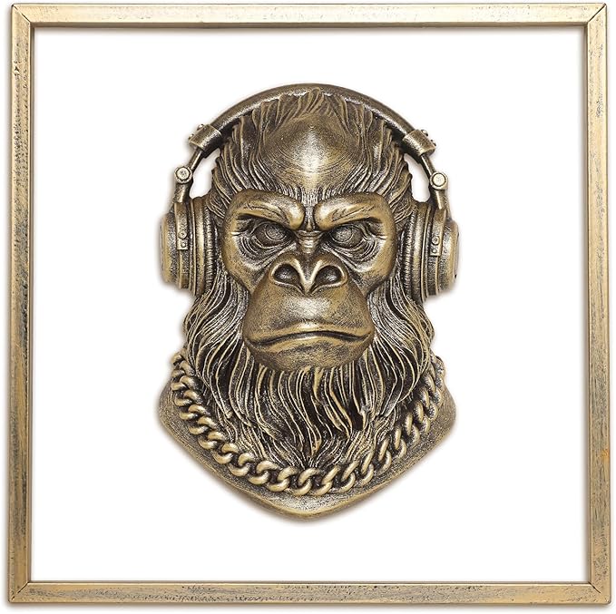 JJALIGHTS Exquisite Resin Animal Head Wall Sculpture (Gift Metal Frame) - Imitation Copper Vintage Decor for Living Room, Bedroom & Office | Decorative Wall Hanging Art (Bigfoot)